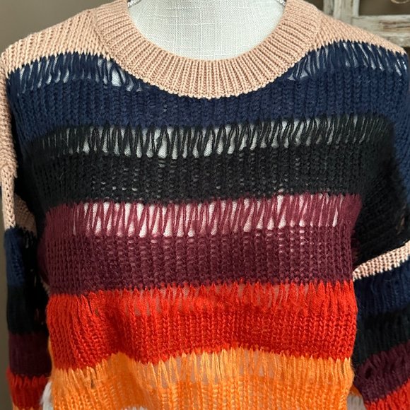 SHEIN Women's Lightweight Sweater Drop Shoulder Color Block CrewNeck M - Picture 9 of 12